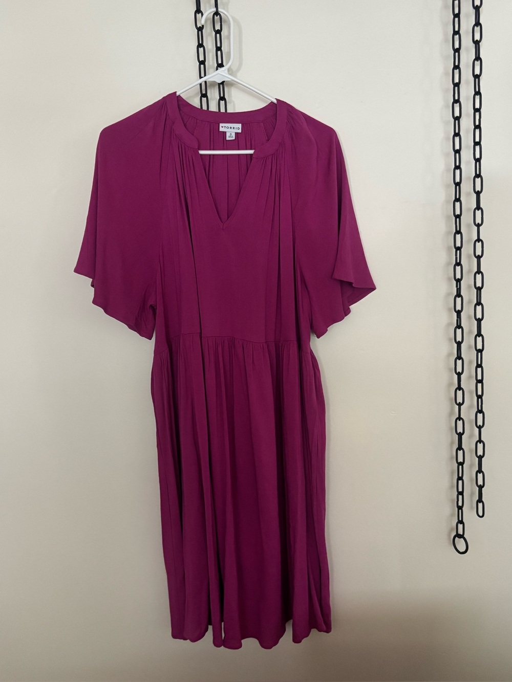 Torrid Magenta Flutter-Sleeve Midi Dress